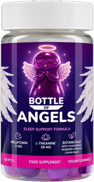 Bottle of Angels Flasche mit 60 Melatonin-Schlafgummis, 3 mg Melatonin und 50 mg L-Theanin